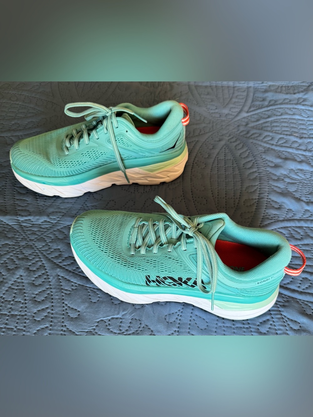 HOKA BONDI 7 Women's Light Blue-Aqua Running Shoes - Picture 2 of 8